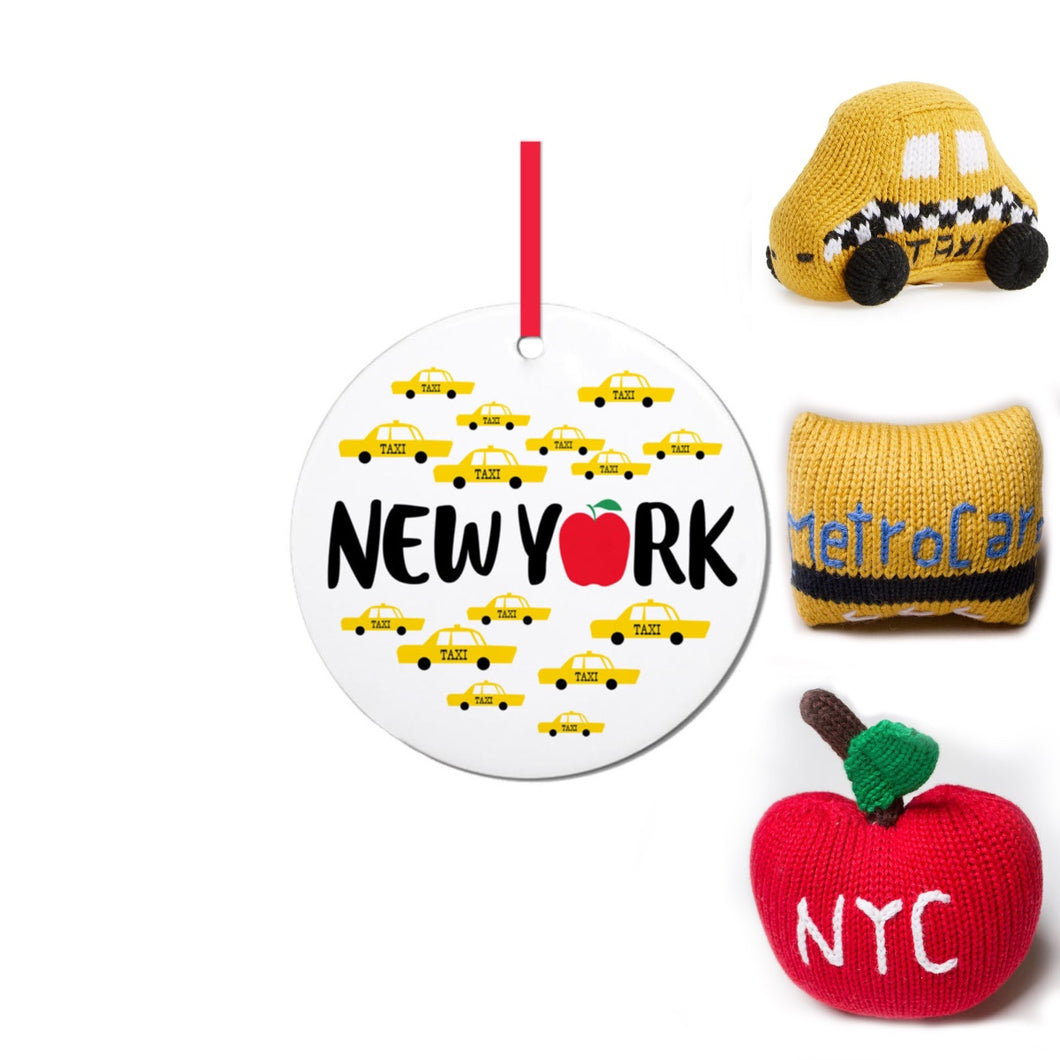 NY Taxi Ornament & Rattle Set